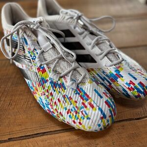 ADIDAS Freak Carbon Low White Football Cleats Multicolor EUC Size 14